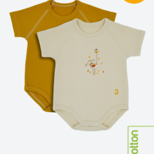 J Bimbi Bi-Pack Body 0-36m Bio Cotone 4stagioni Senape+Struzzo