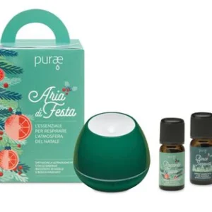 Purae Kit Aria di Festa Diffusore ultrasuoni Bosco verde + 2 sinergie di oli essenizali